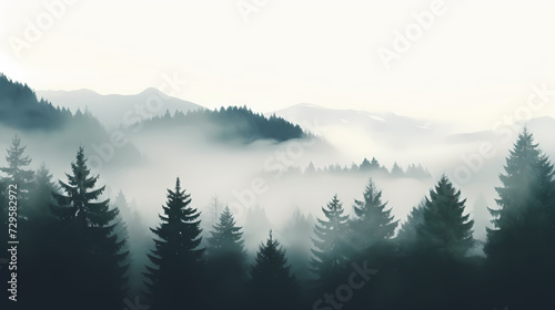 Forest landscape, exotic foggy forest © Derby