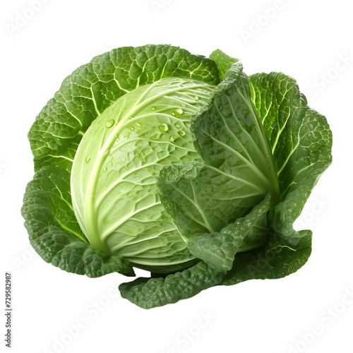 3D Rendering of a Green Cabbage on Transparent Background - Ai Generated