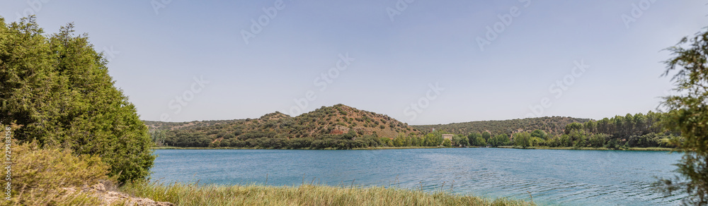 Lagunas de Ruidera located in Albacete Spain, with turquoise waters and blue sky Lagunas de Ruidera located in Albacete Spain, with turquoise waters and blue sky