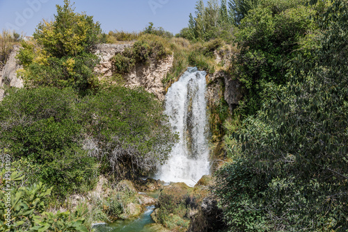 Lagunas de Ruidera located in Albacete Spain  with turquoise waters and blue sky