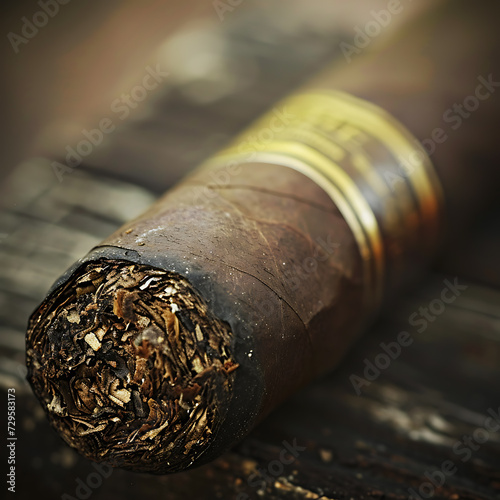 cigar on a wooden table photo