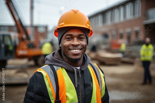 Smiling portrait of a young male construction worker © Geber86