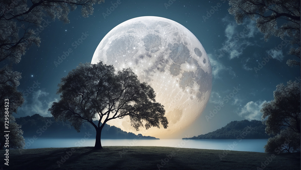 beautiful background of Moon and Tree beautiful background of Moon and Tree