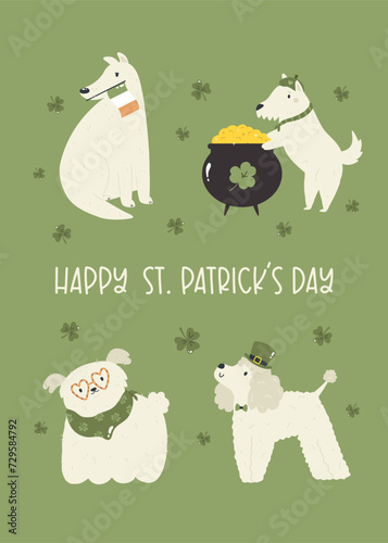 St. Patrick's Day Greeting Card with Dogs in Holiday Costumes