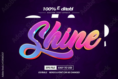 Shine text effect editable glossy text style