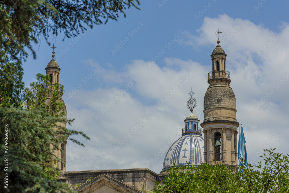 Obraz premium Domes of the Santo Domingo church, Basilica Our Lady of the Rosary, in the city of San Miguel de Tucumán in Argentina.