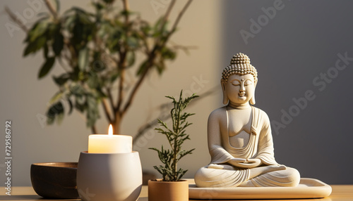 Meditating Buddha brings harmony  tranquility  and spirituality indoors generated by AI