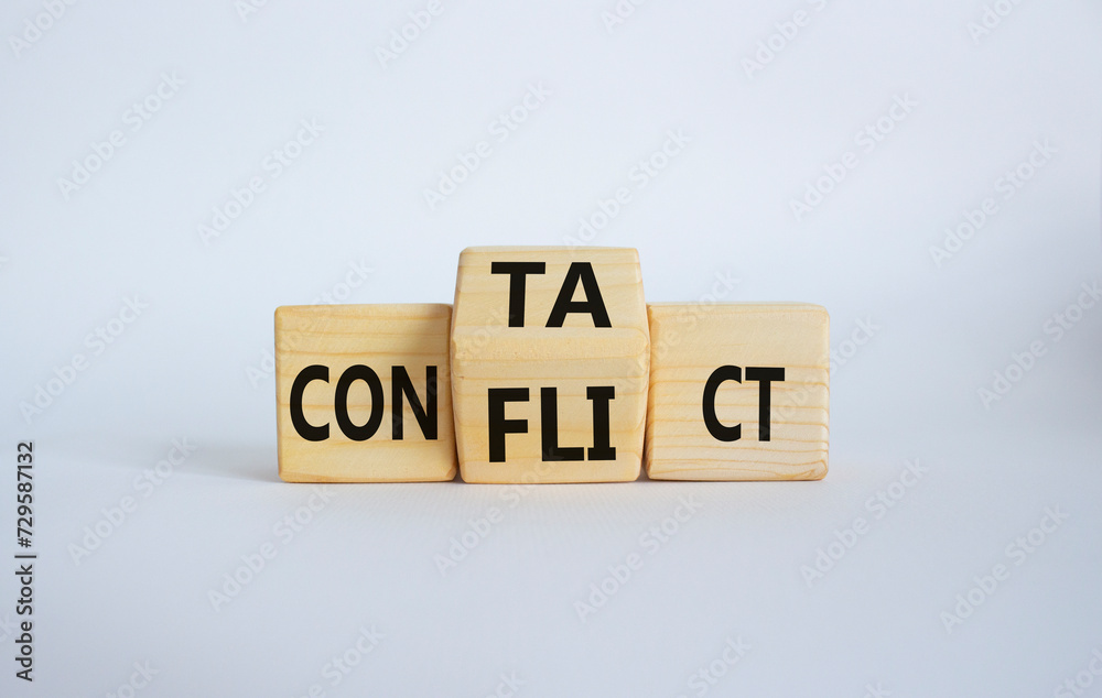 Contact and Conflict symbol. Wooden cubes with words Contact and Conflict. Beautiful white background. Contact and Conflict and business concept. Copy space Contact and Conflict symbol. Wooden cubes with words Contact and Conflict. Beautiful white background. Contact and Conflict and business concept. Copy space