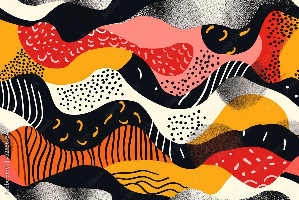 Seamless background with abstract shapes and organic patterns, bold colors, dynamic lines and asymmetric designs. Seamless background with abstract shapes and organic patterns, bold colors, dynamic lines and asymmetric designs.