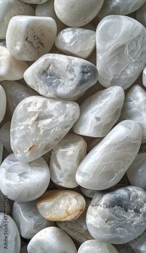 white pebbles, in the style of smooth and polished, monochromatic hues, poured resin, duckcore photo