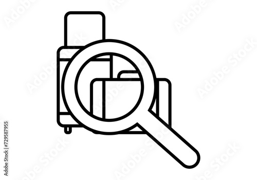 Icono negro de control de equipaje en frontera.