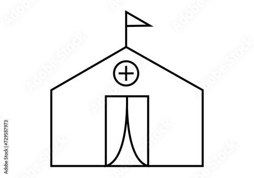 Icono negro de una carpa de una ong.