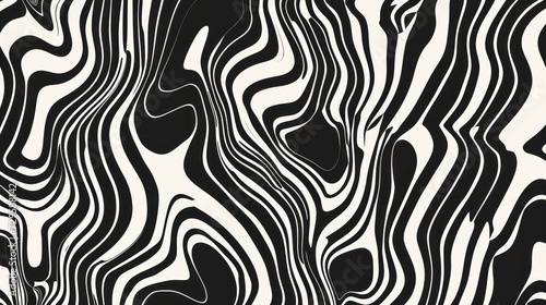 Black and white 2d liquid background with waves  swirls  and twisted pattern