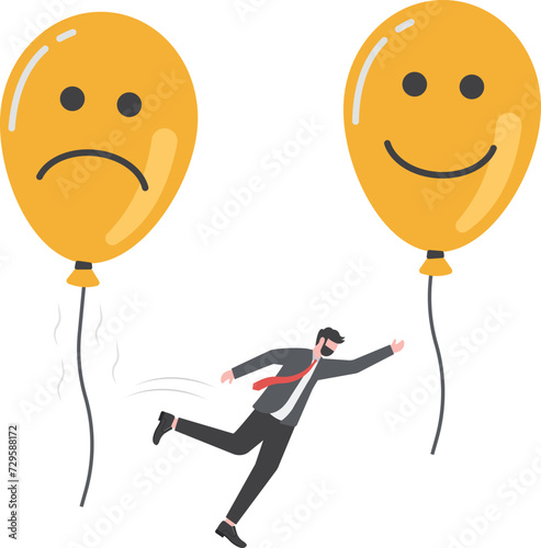 Relaxation make anxiety or stressed to happy, optimistic relief or metal illness therapy, bipolar disorder or mindful thinking concept,

