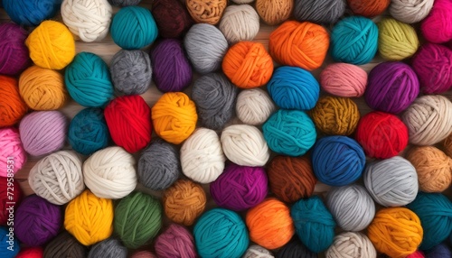 colorful yarn balls wide background 