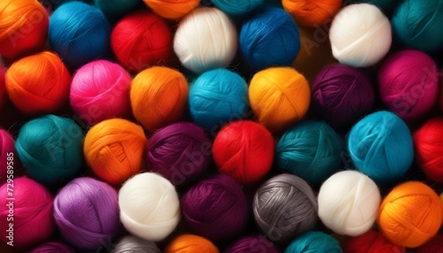 Colorful knitting wool balls background  photo