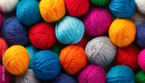 colorful yarn balls macro