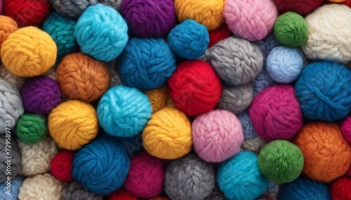 colorful wool yarn balls background 