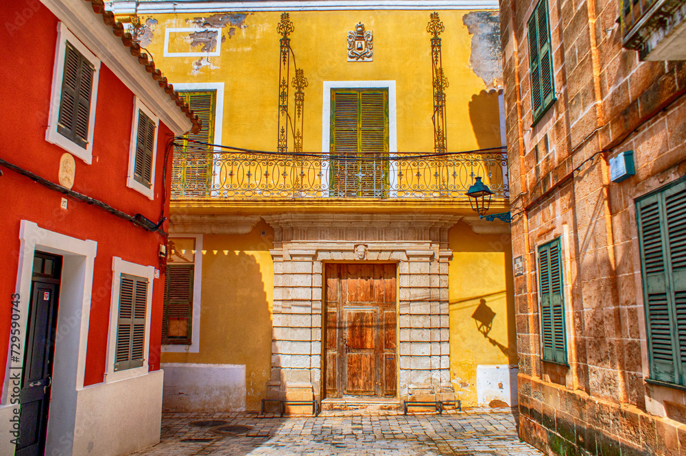 Colorful facade in Majorcan style.