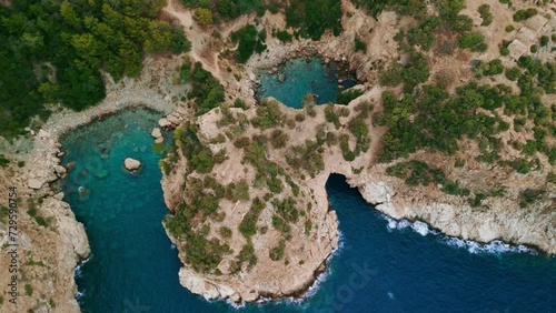 Alanya Delik Deniz, Mountain sea landscape with drone footage photo