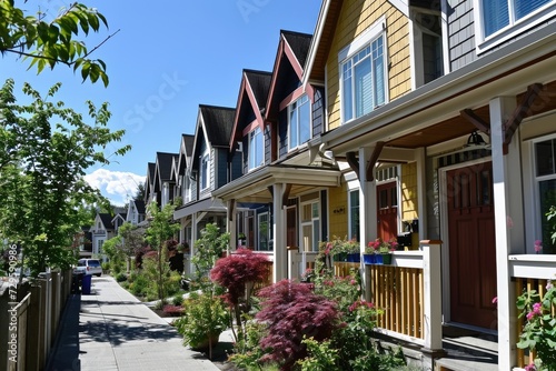 Neatly Aligned Row Houses in Urban Neighborhood