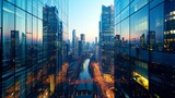A modern city skyline at dusk, reflecting the urban hub of financial activity