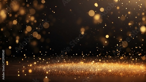 gold glow particle bokeh background, abstract glitter wallpaper illustration