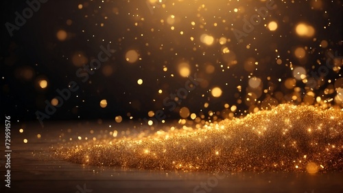 gold glow particle bokeh background  abstract glitter wallpaper illustration