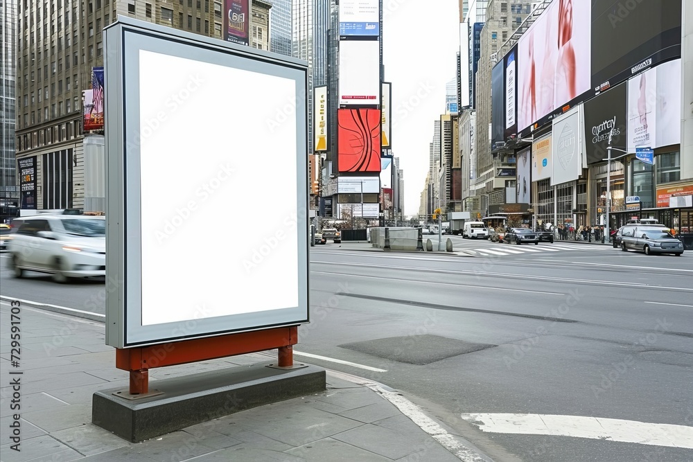 Blank billboard in New York City, USA. 3D Rendering