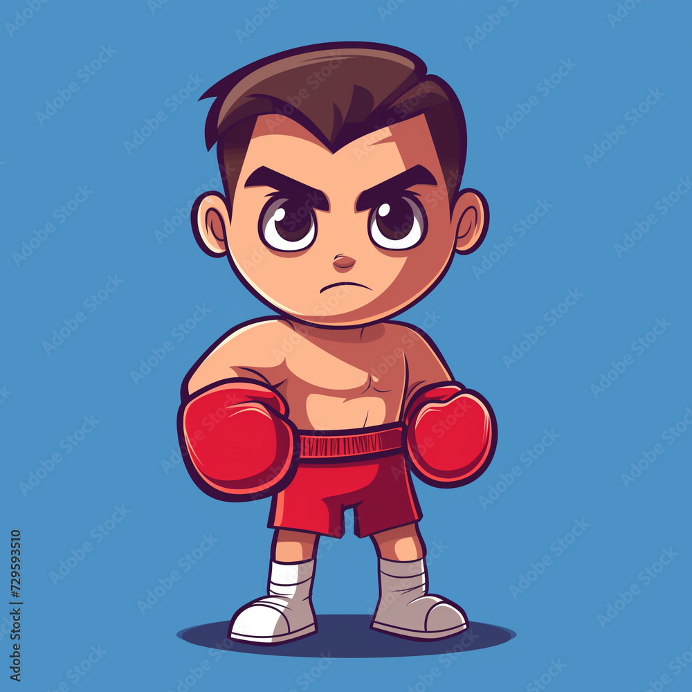 Confident Boxer ready to fight, strong boxer cartoon vector illustration Confident Boxer ready to fight, strong boxer cartoon vector illustration