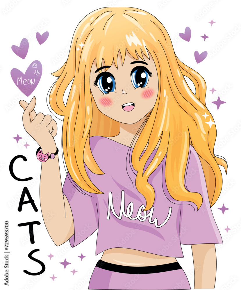 Anime Girl with slogan vector illustration Anime Girl with slogan vector illustration