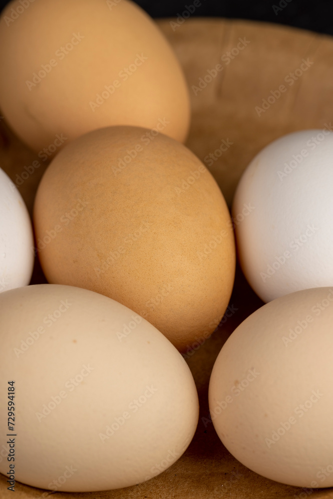 fresh chicken eggs on the kitchen table fresh chicken eggs on the kitchen table