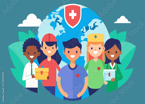 A global charity organization providing aid to vulnerable populations. vektor illustation