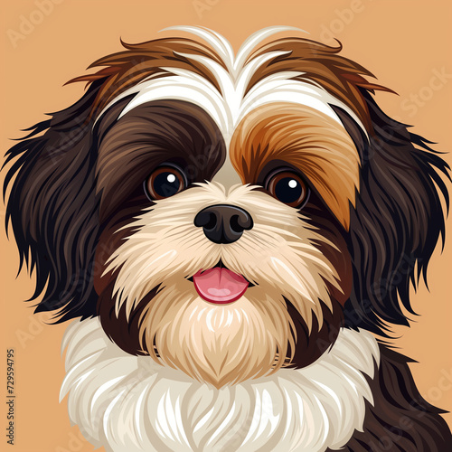 Adorable Shih Tzu with fluffy fur, cute shih tzu cartoon vector illustration