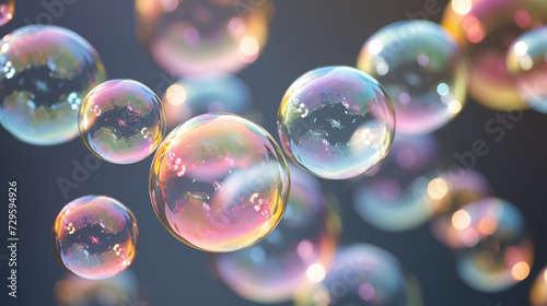 A multitude of soap bunch of bubbles floating in the air., creating a mesmerizing and dynamic scene.
