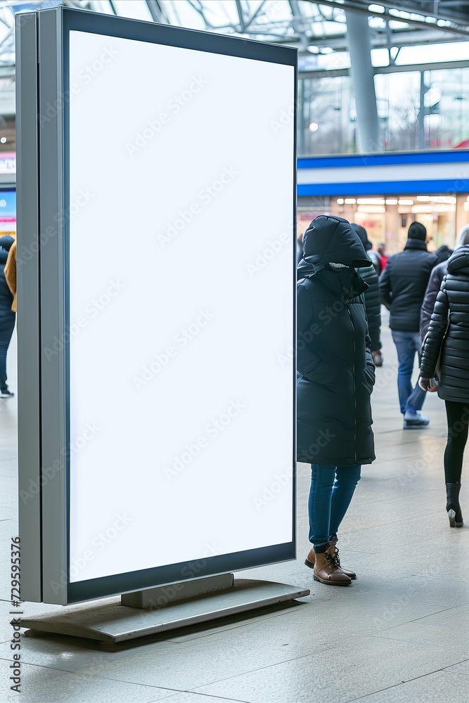 Blank billboard in the airport. Mockup for your design.