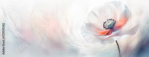 Panel kuchenny z motywem Tapeta, ilustracja w kwiaty, maki na jasnym tle, kartka z miejscem na tekst, życzenia, Generative Ai