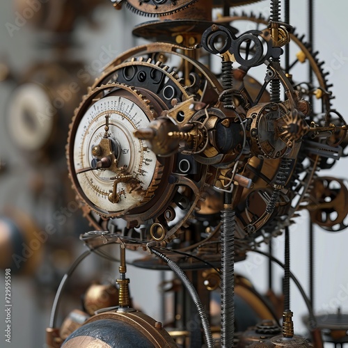 Intricate Steampunk Showpiece Featuring Detailed Mechanical Gears, Cogs, and Clock Elements