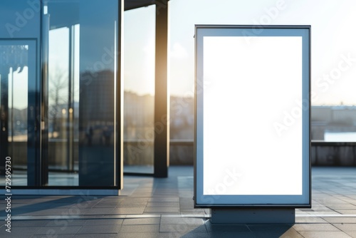 Blank white billboard on the street. 3d rendering mock up