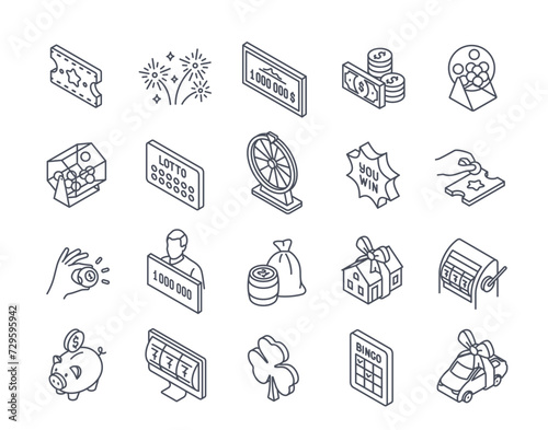 Vector Set of lottery related linear icons