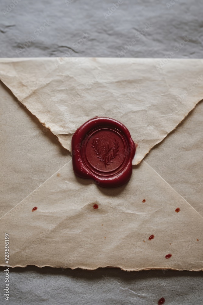 Envelope with wax sealle background, retro toned