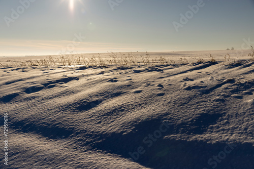 drifts of white pure snow after a snowfall  beautiful white snow