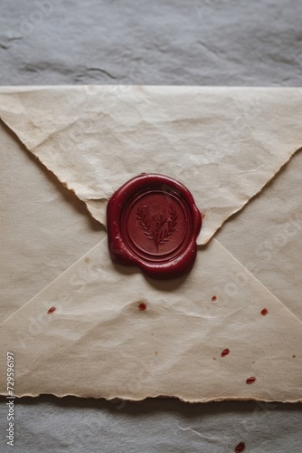 Obraz na płótnie Envelope with wax sealle background, retro toned w salonie