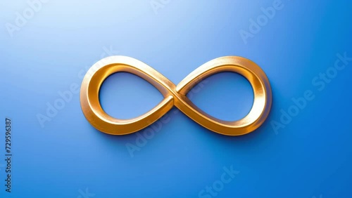 Golden infinity symbol sign on glowing blue background. World autism awareness day, autism rights movement, neurodiversity, autistic acceptance movement photo