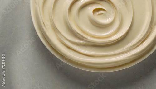 Smooth surface white chocolate cream, top view. Melted liquid white chocolate