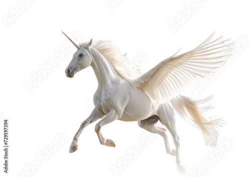 Majestic White Unicorn With Wings Soaring in the Sky