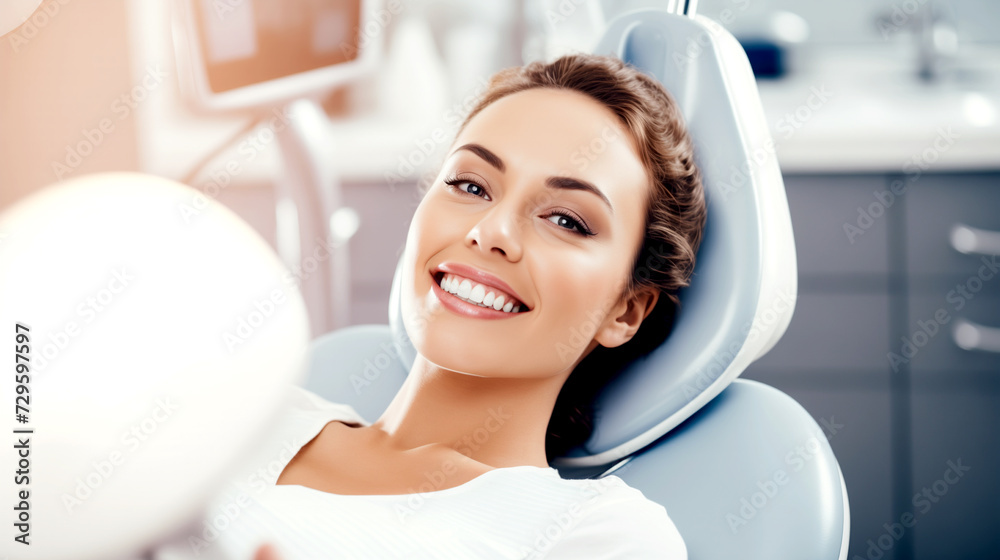 Naklejka premium Woman at the Dentist Looking at the Camera