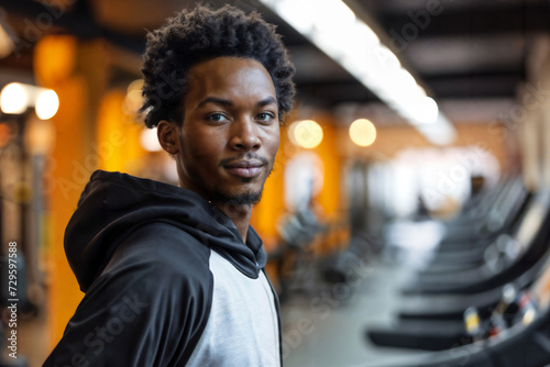 Confident Man at Gym Workout. Generative AI