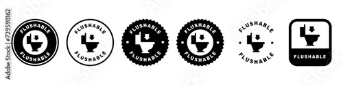 Flushable - wet toilet paper labels. Vector stickers for toilet paper packaging. photo