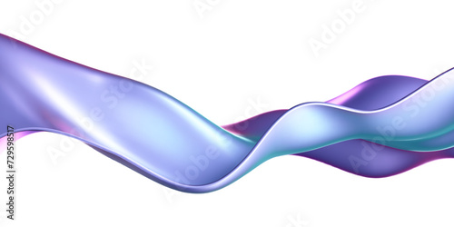 3d holographic liquid wave, iridescent chrome fluid silk fabric isolated on light background. Render of neon metal ribbon with rainbow gradient effect flying in motion. 3d vector geometric background